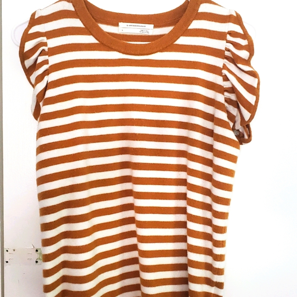 Mustard and white striped sweater shirt